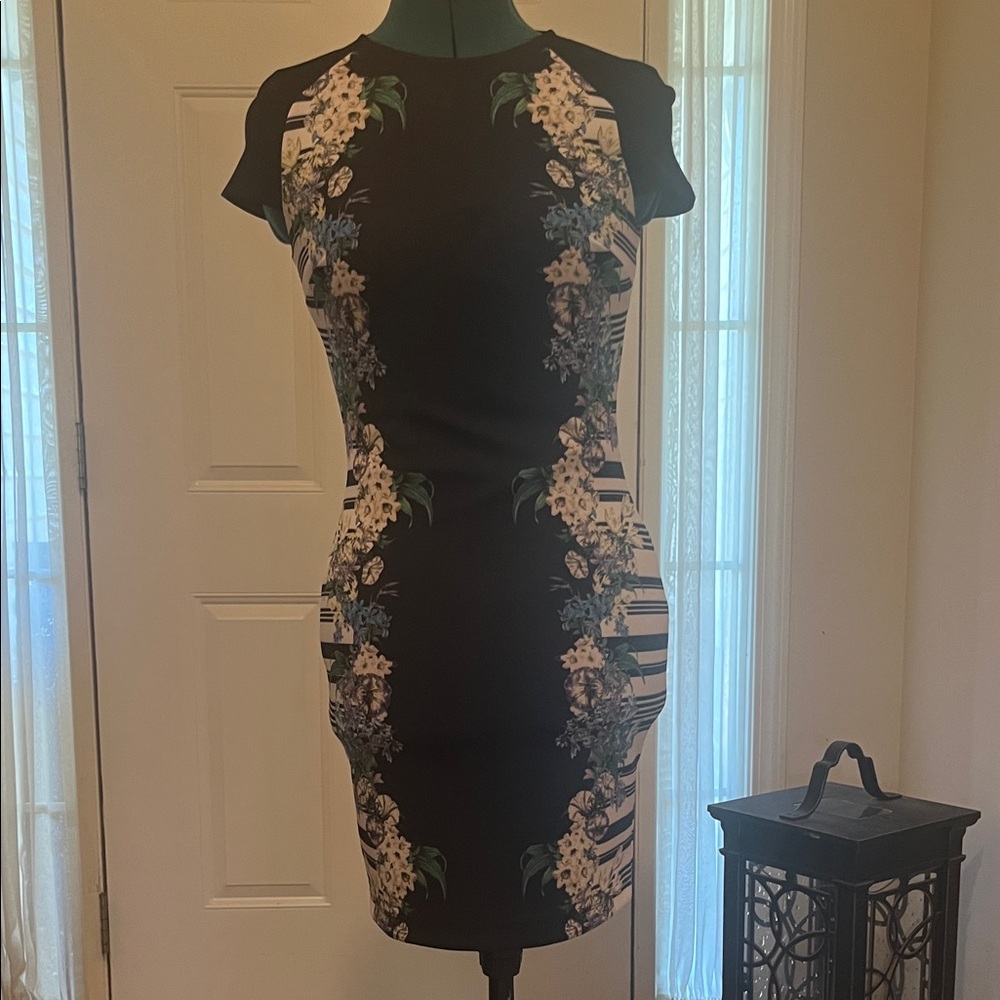 Bebe Black Floral Midi Dress